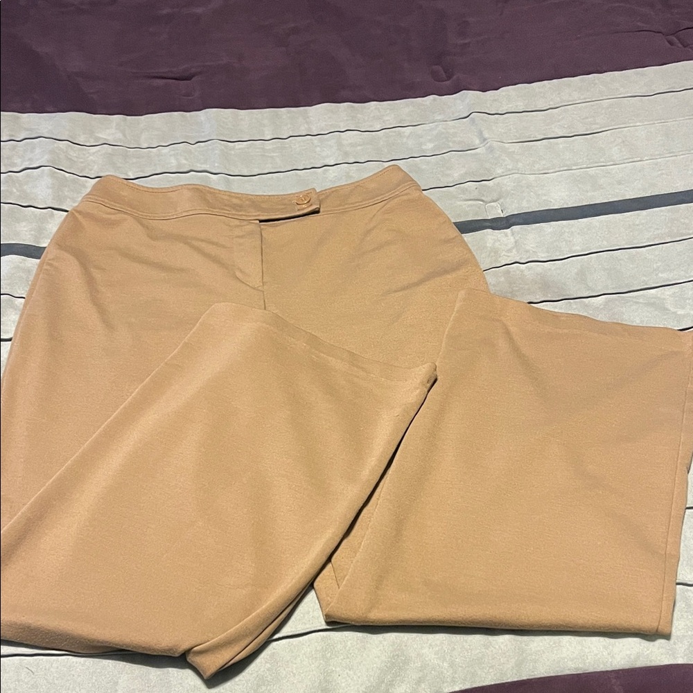 New York & Company Camel Stretch Wide Leg Pants, Medium Tall